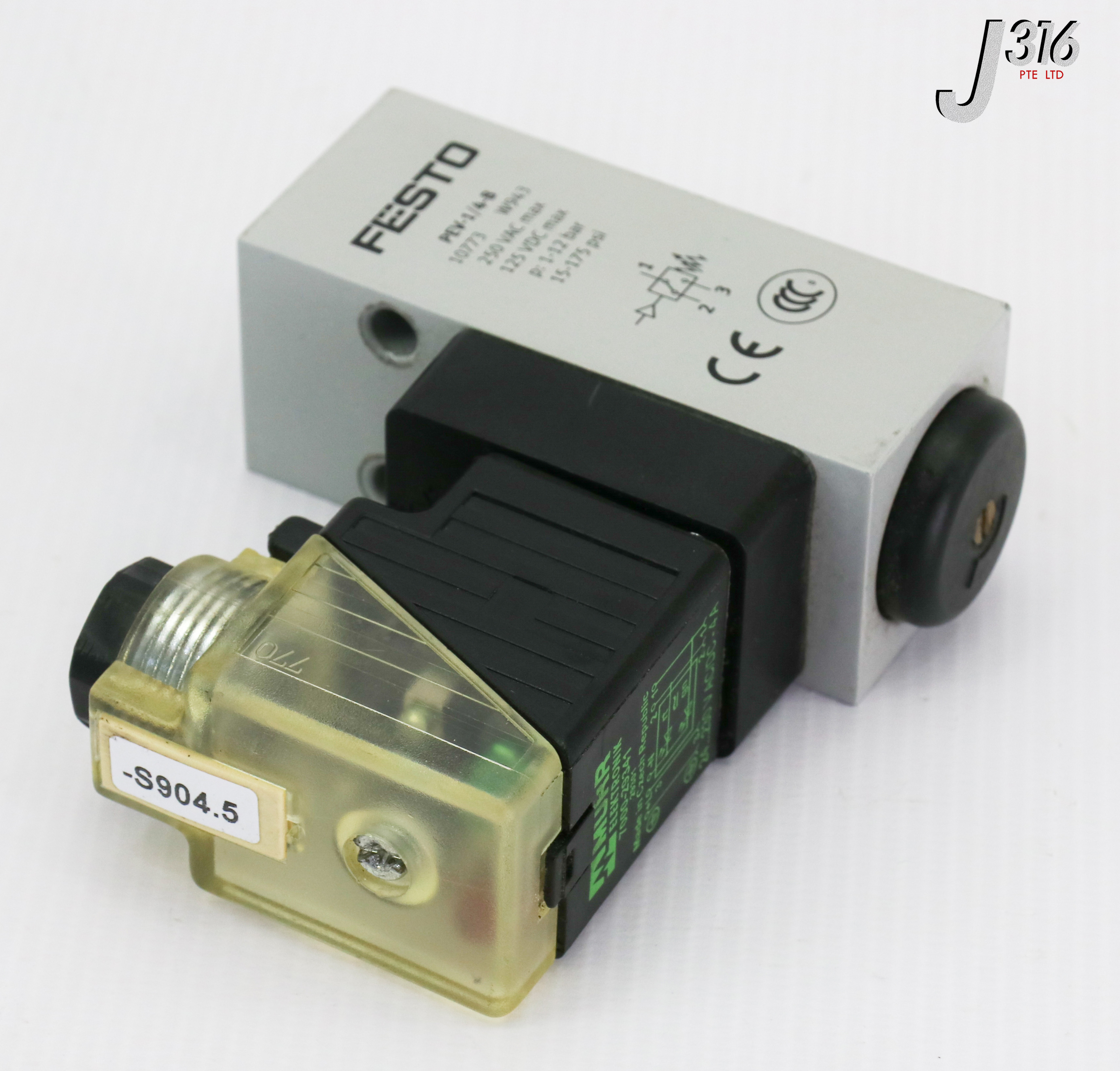 660 FESTO PRESSURE SWITCH W/MURR VALVE PLUG 7000-29341 PEV-1/4-B